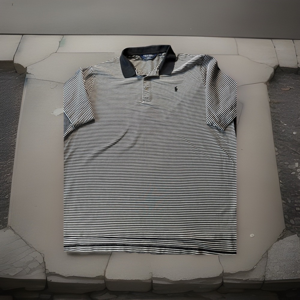 Polo Golf Ralph Lauren Striped Performance Polo Shirt XXL Black White